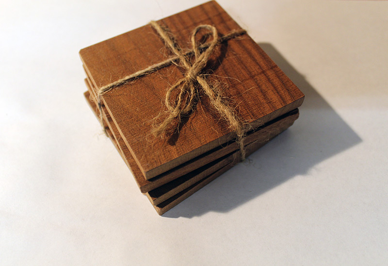 Reclimed walnut wood coaster set